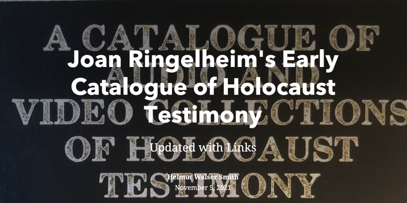 Joan Ringelheim - Early Holocaust Testimonies