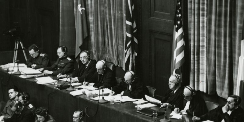 View_of_judges_panel_during_testimony_Nuremberg_Trials_1945